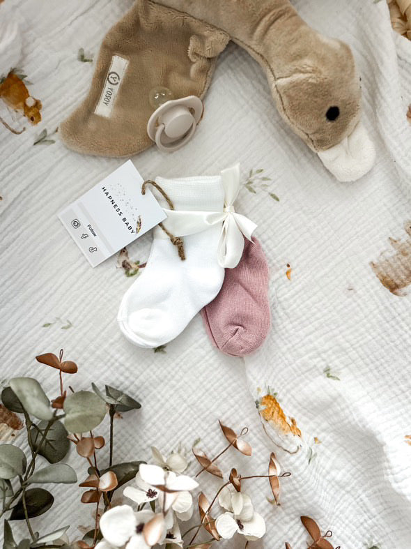 Bambus Socken WEISS - ROSA