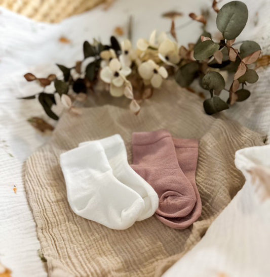 Bambus Socken WEISS - ROSA